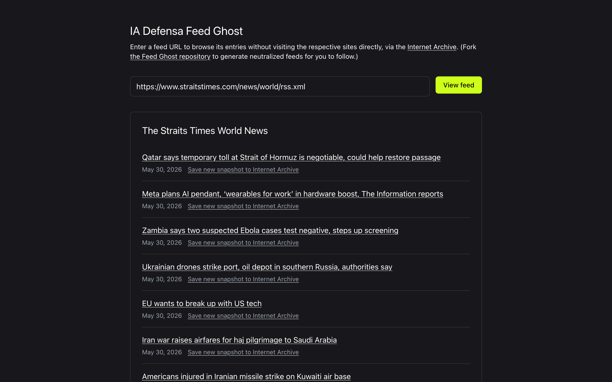Feed Ghost feed view (interactive feed viewer).