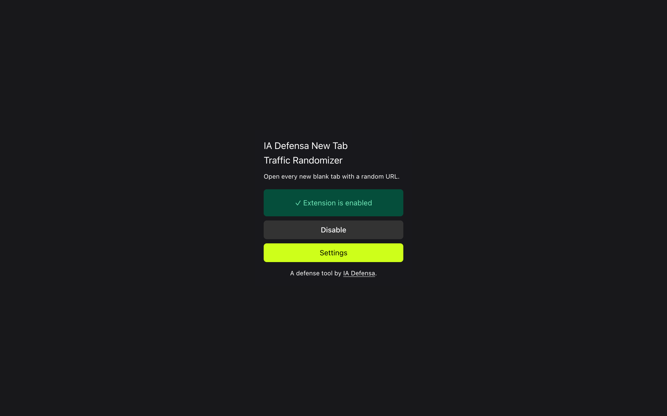 New Tab Traffic Randomizer extension popup.